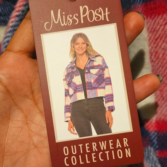Miss Posh Outerwear Crop Jacket Purple & Blue - Picture 7 of 8